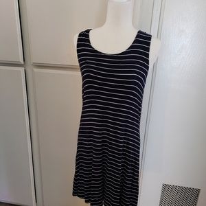Navy striped sleeveless dress